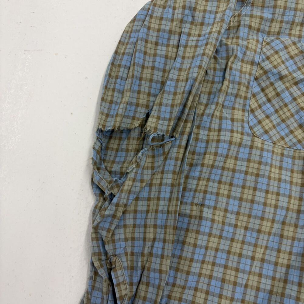 Vintage 60s Cove Creek Blue/Green Plaid Cotton Loop Collar - Picture 2 of 3